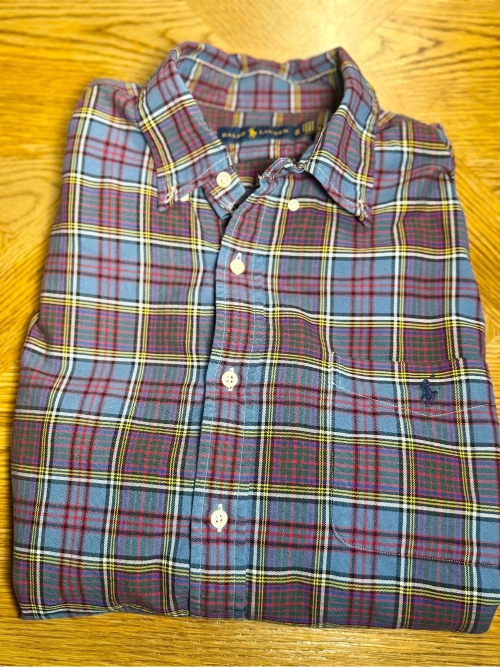 Ralph Lauren Plaid Button-Down Shirt in Burgundy and Blue - Picture 6 of 8